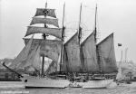 ID 2026 ESMERALDA (1953/3673dwt, ex-DON JUAN DE AUSTRIA) accompanied by the top-sail schooner SPIRIT OF ADVENTURE (renamed SPIRIT OF THE PACIFIC) sets sail as she departs Auckland, New Zealand. The local...